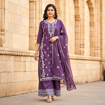 Plus size chikankari palazzo set
