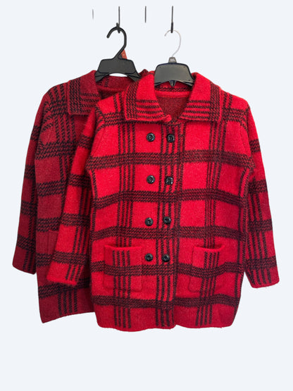 Lapel neck plaid jacquard jacket