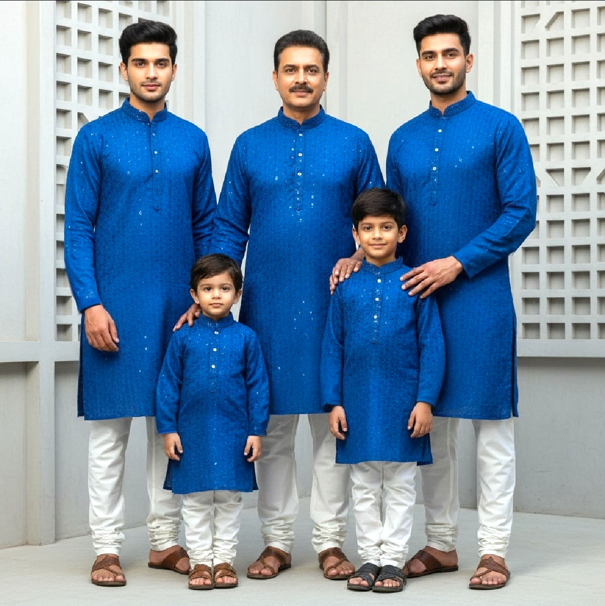 Chikankari father-son family combo set