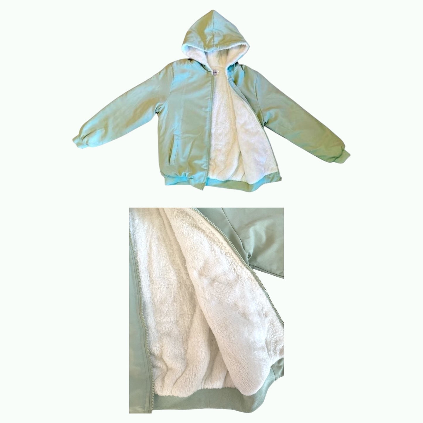 Yizimei boutique girls jacket with faux fur inside.