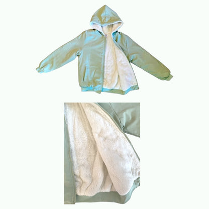 Yizimei boutique girls jacket with faux fur inside.
