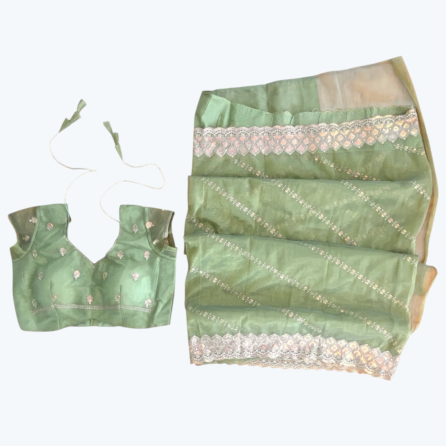 Zari work boutique saree and blouse set