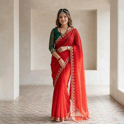 Customized blouse with lightweight saree