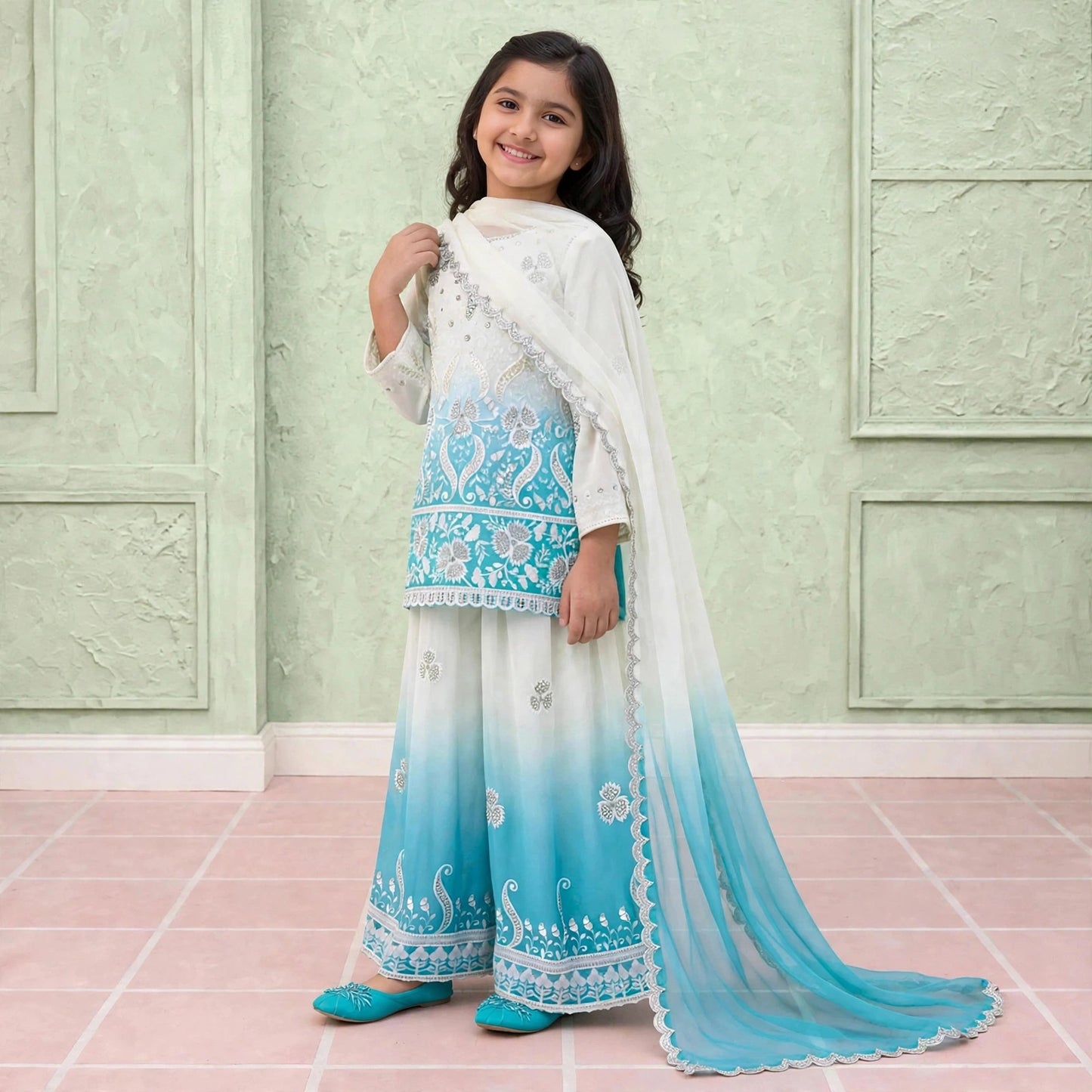 Pastel ombre-shaded palazzo set