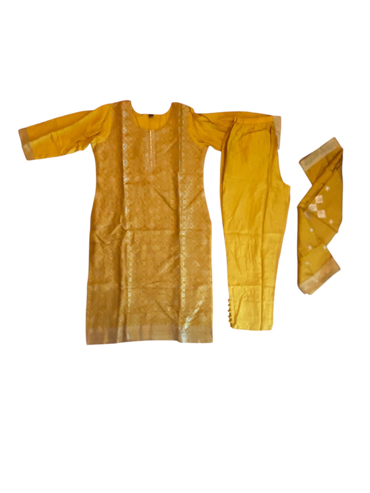 Silk 3 piece kurta set with pocket