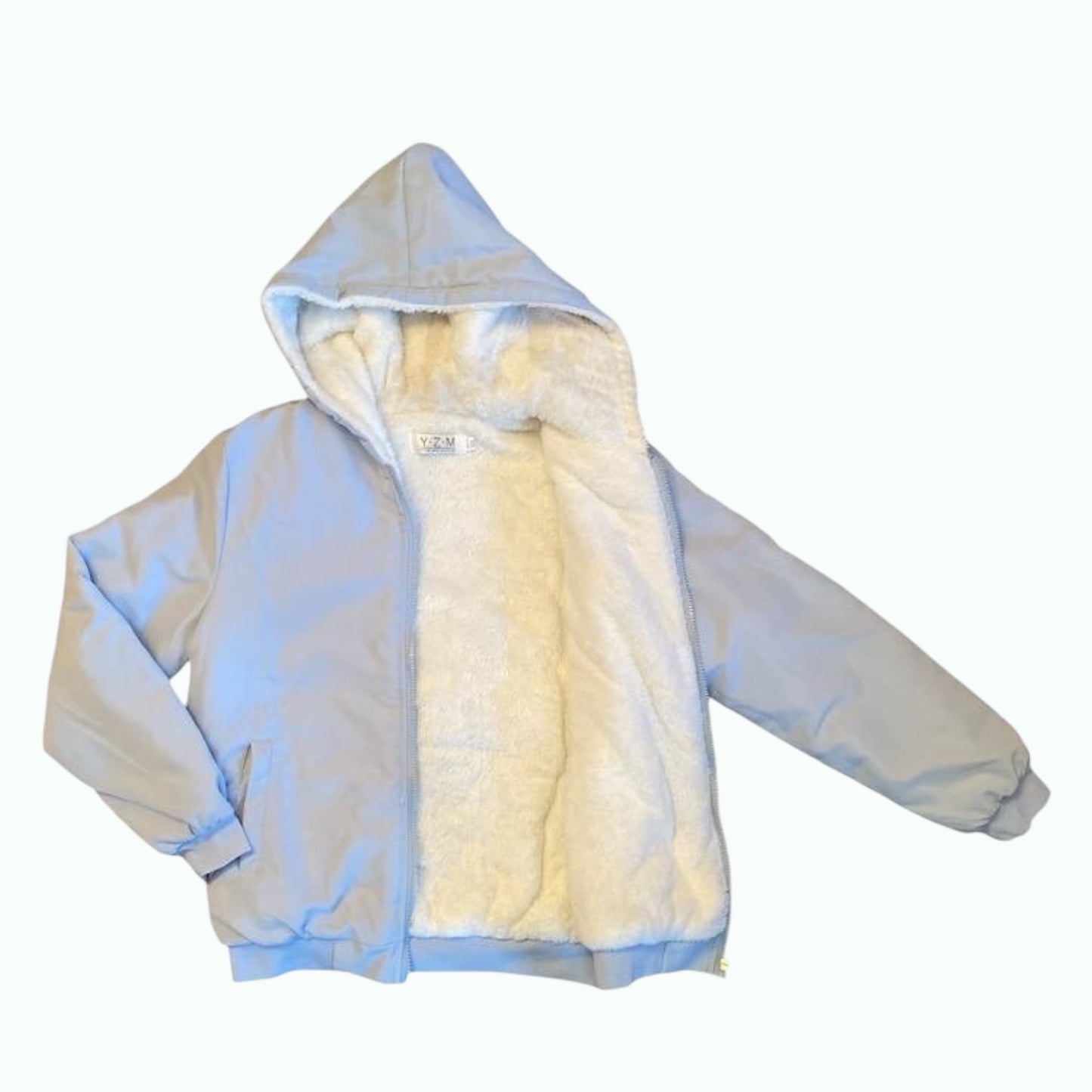 Yizimei boutique girls jacket with faux fur inside.