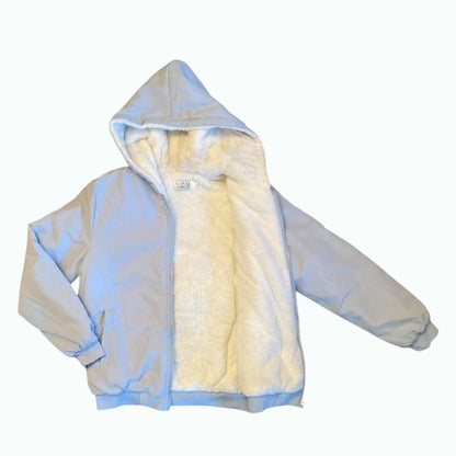 Yizimei boutique girls jacket with faux fur inside.