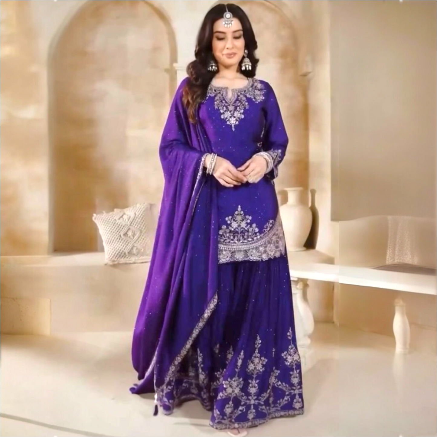 Plus size fancy designer sharara set