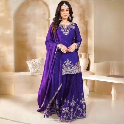 Plus size fancy designer sharara set