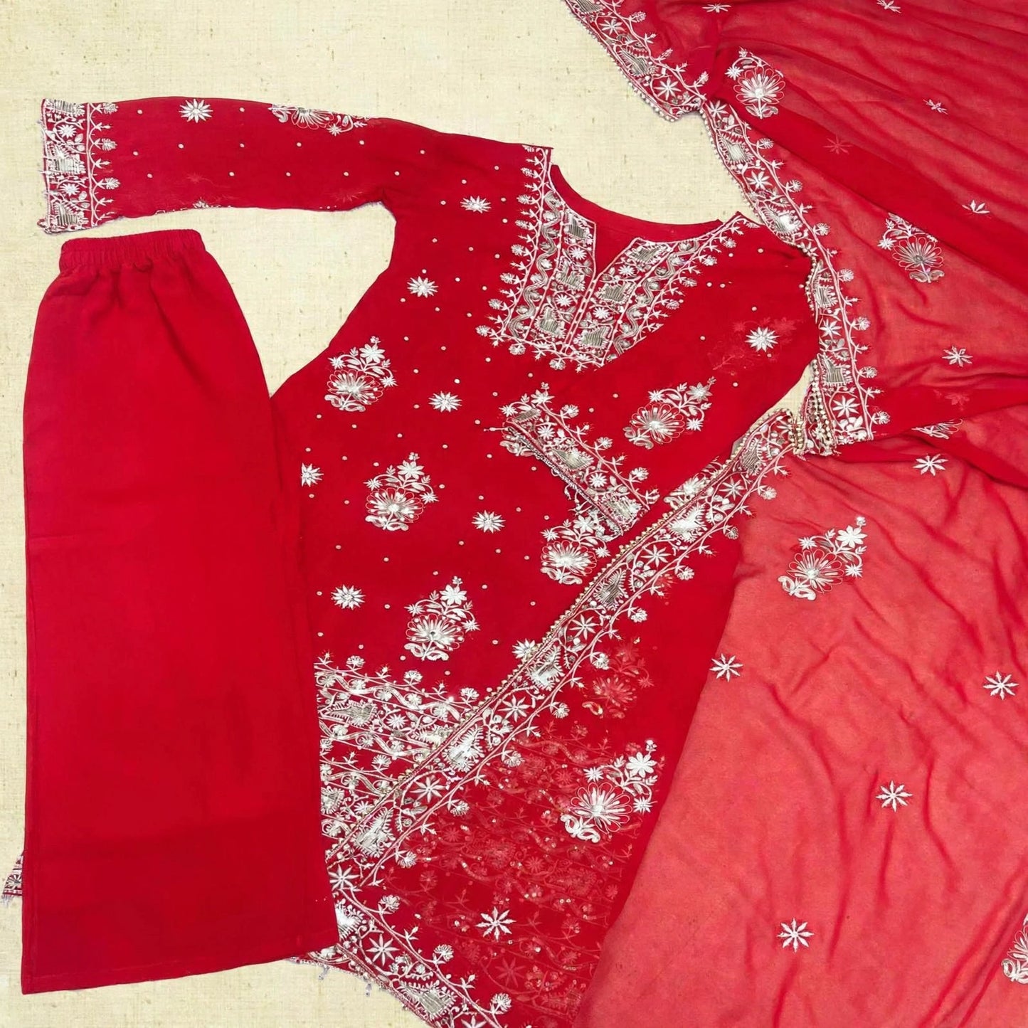 Heavy embroidered salwar kameej and palazzo set