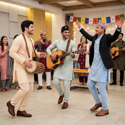 Elastic-waist Daura suruwal gorkhali ethnic suit/Coats and hat not included.