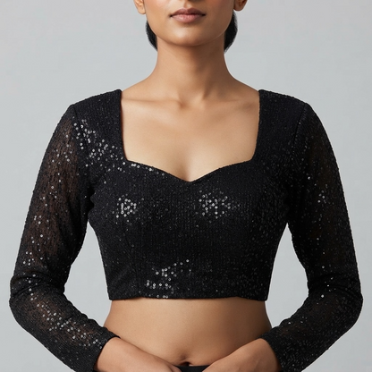Festive style embroidered and sequined blouse
