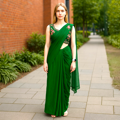 Ready to wear viral Boutique sari and blouse set