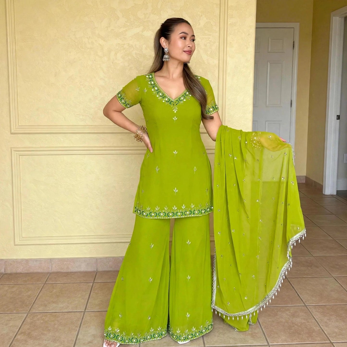 90's-inspired short kurti palazzo set
