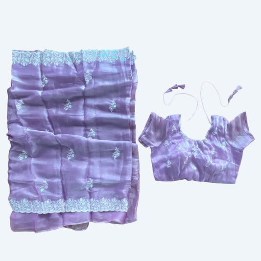 Net saree and blouse set