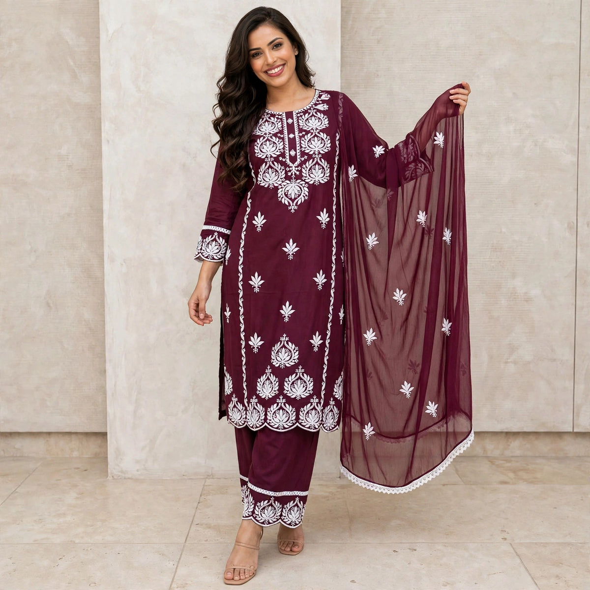 Plus and regular size Chikankari kurta set