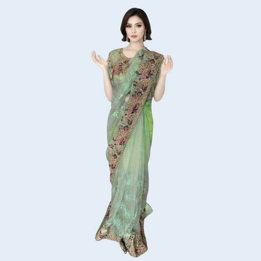 Sequins boutique saree and blouse set.