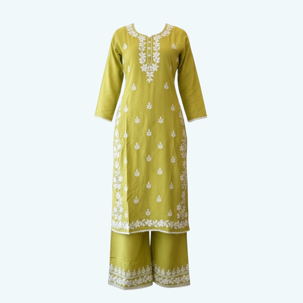 Plus size chikankari palazzo set