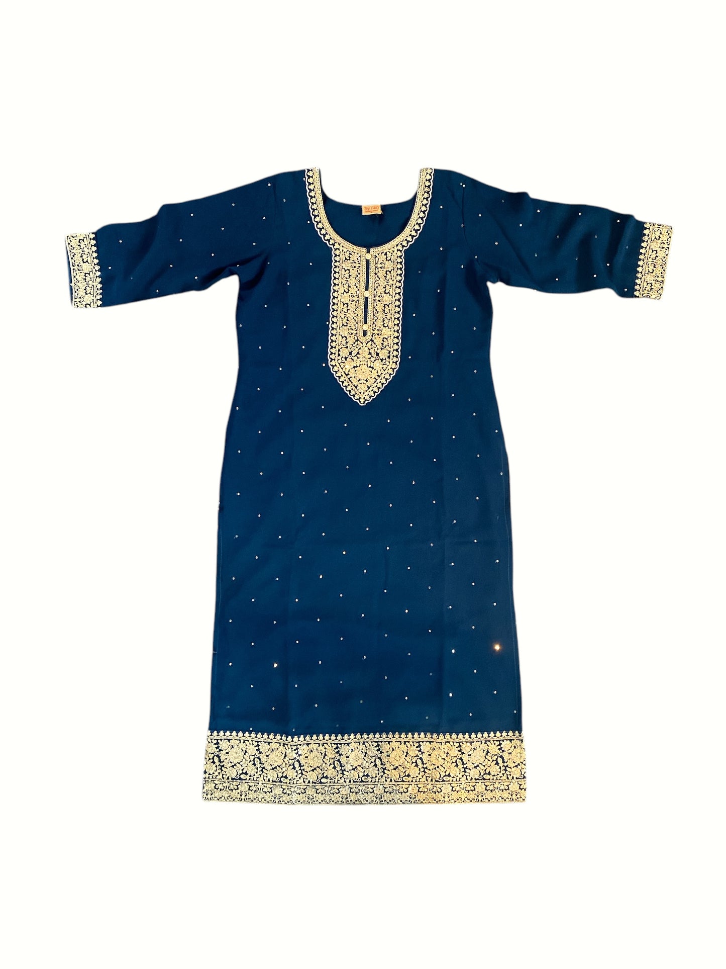 Golden Zari work kurta 3 piece set