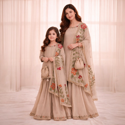 Mother-daughter sharara combo set