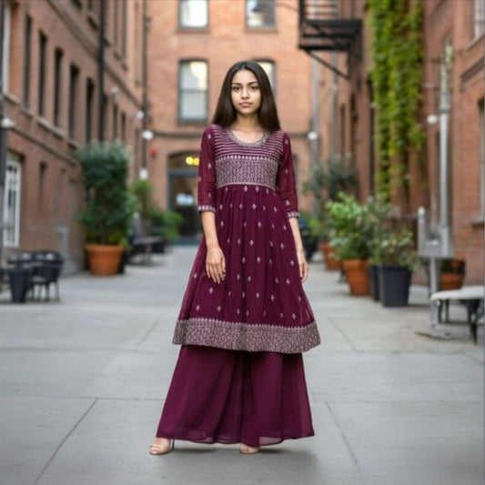 Fancy Beautiful Trendy Suits Set With Palazzo and Dupatta.