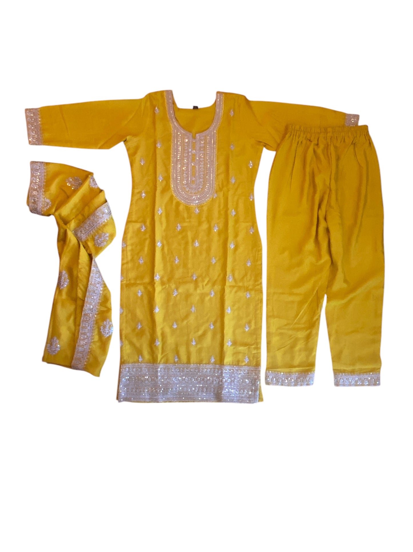 Silk 3 piece kurta set with pocket