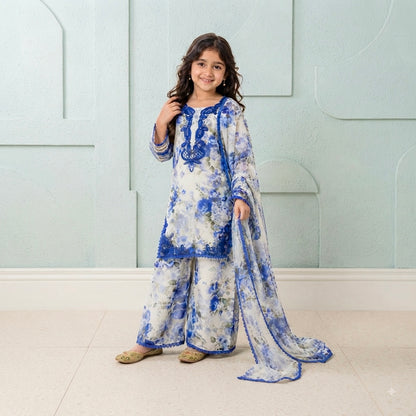 Blue Flora mother-daughter Matching Set