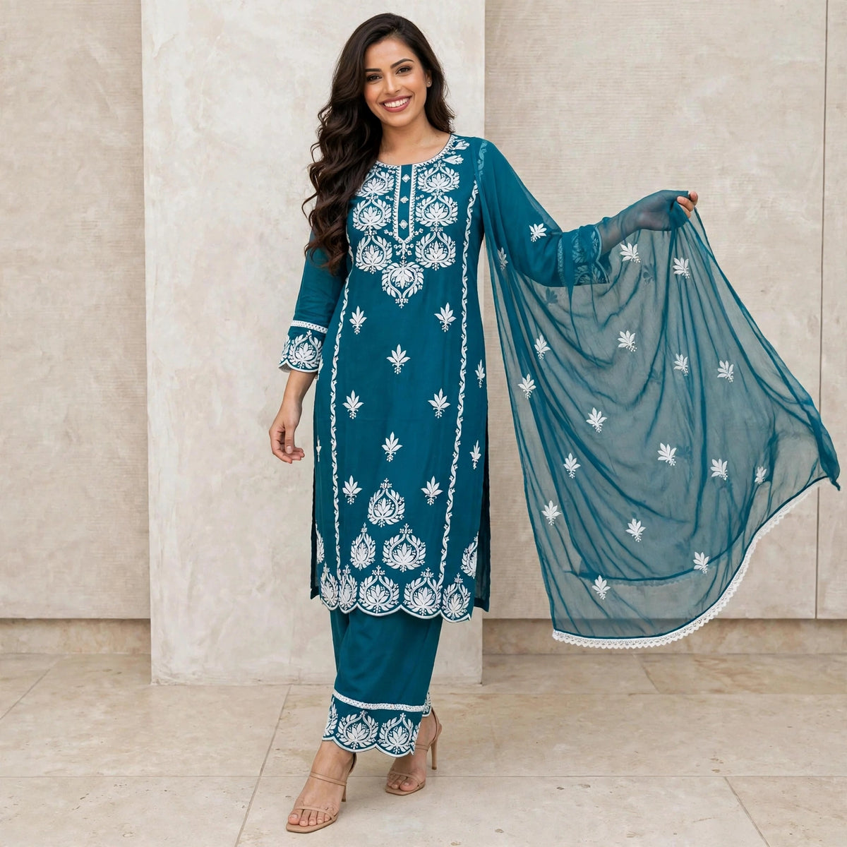 Plus and regular size Chikankari kurta set