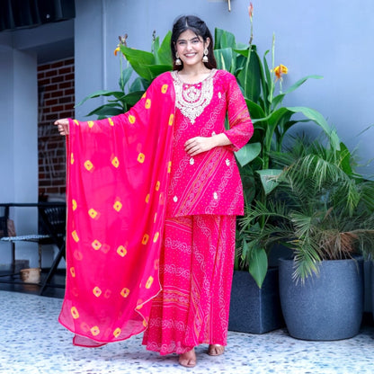Bandhani print plazo set