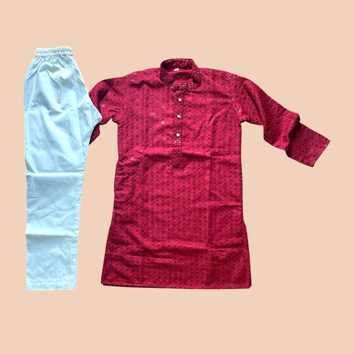 Chikankari father-son family combo set