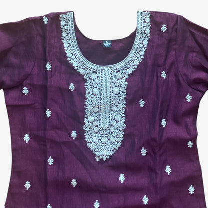 Silver Embroidered Kurta Set