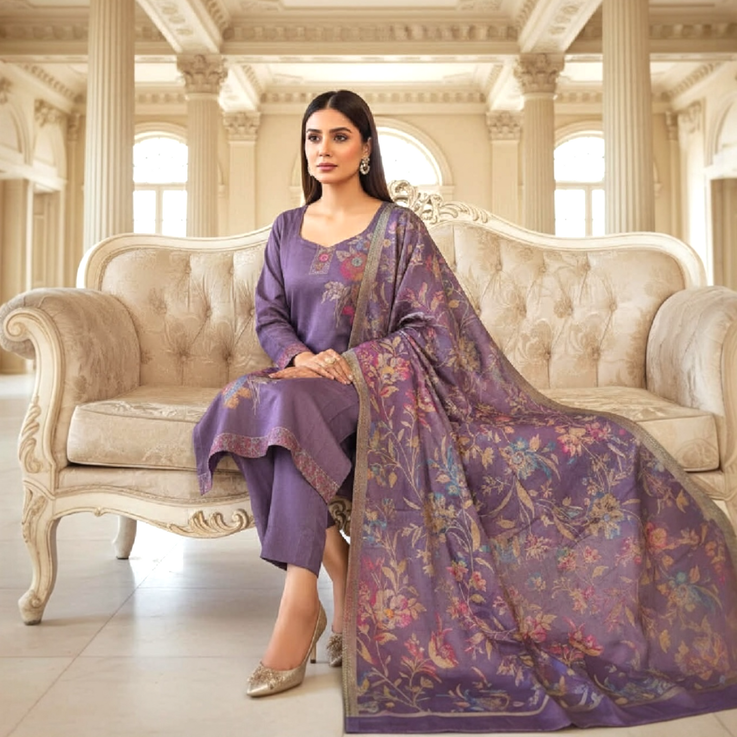 Customized floral kurta set