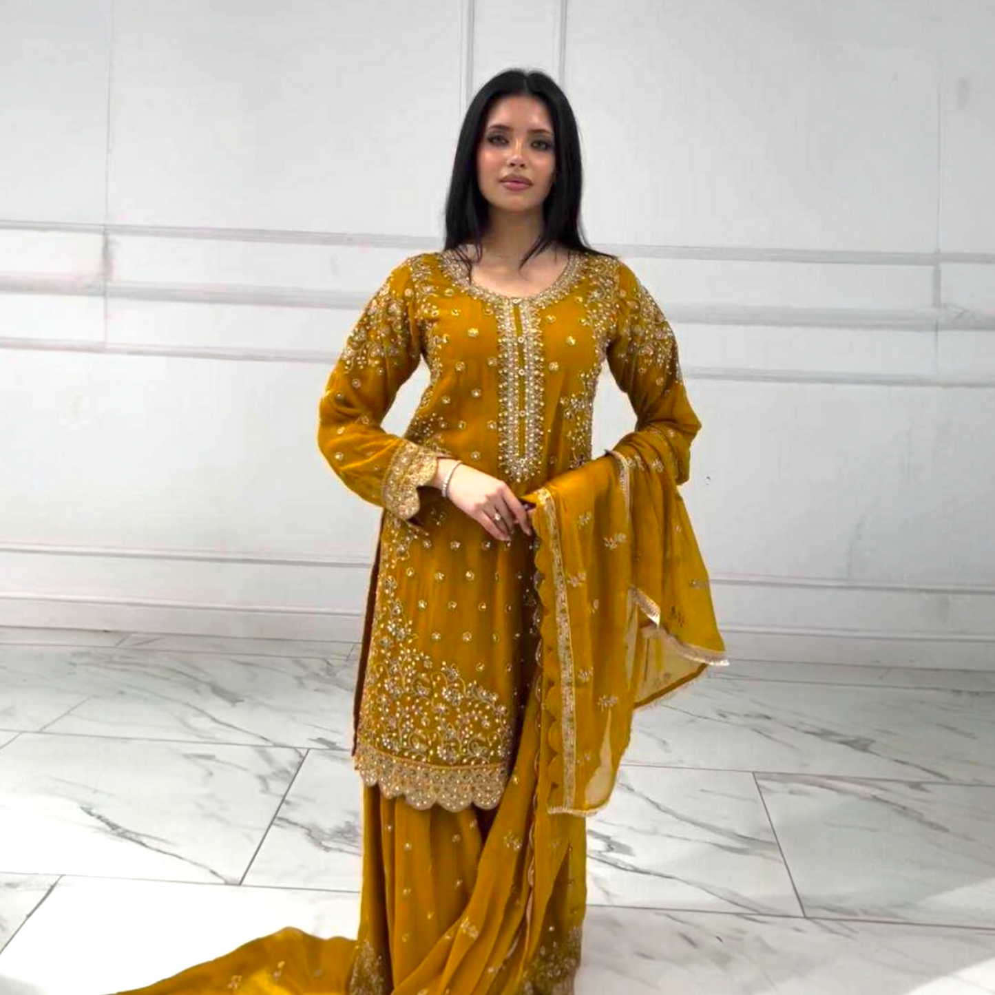 Plus size palazzo Suit With Dupatta For Party Wear