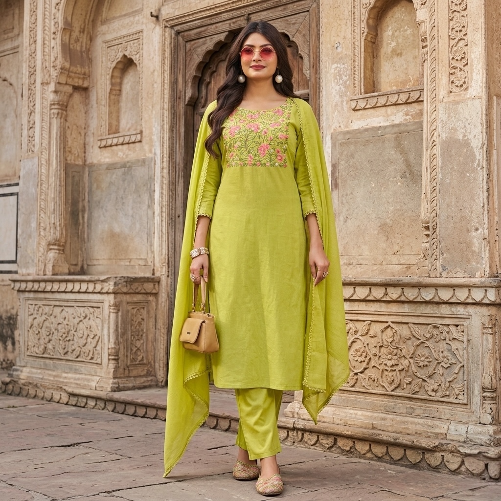 Straight fit summer kurta set