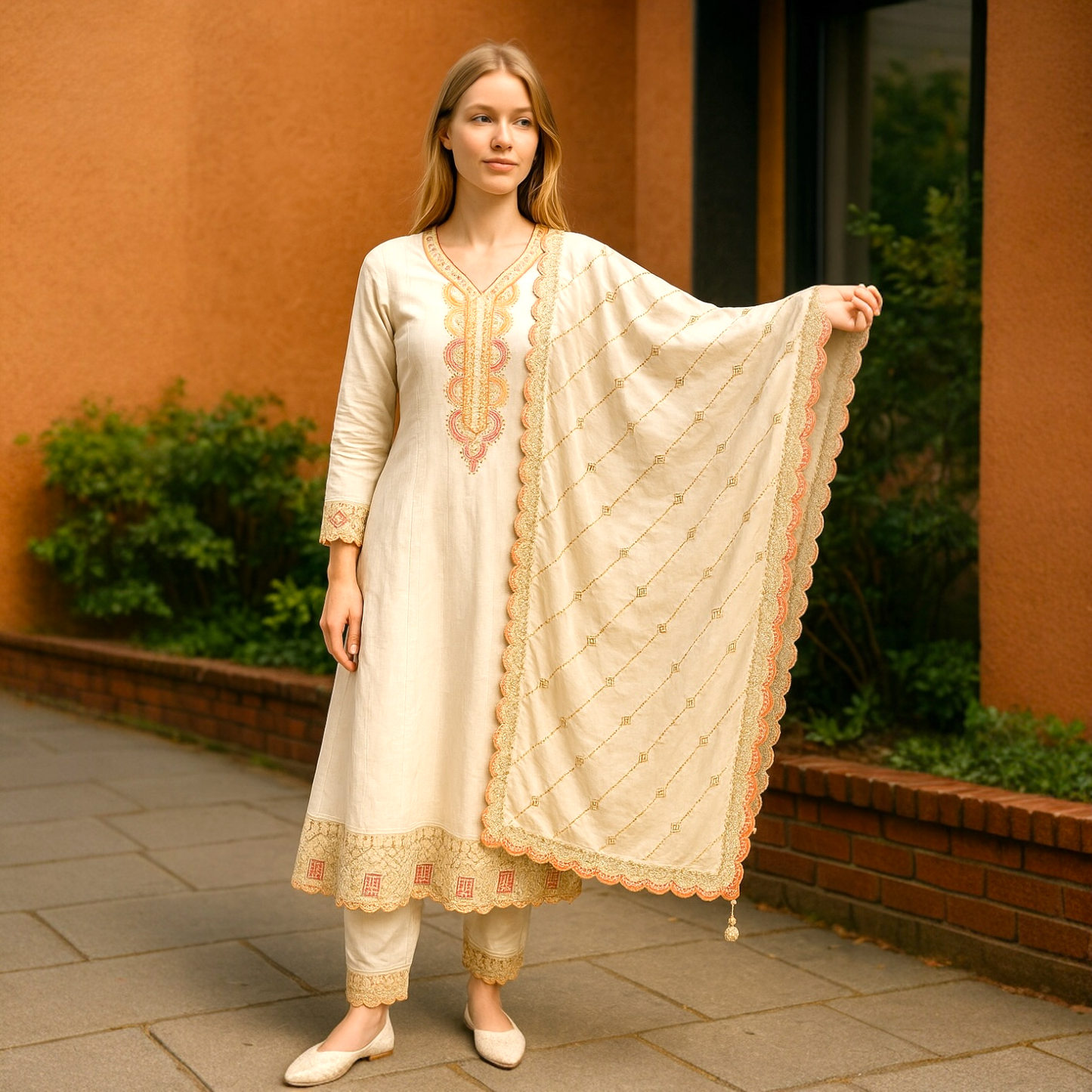 Anarkali set embroidered