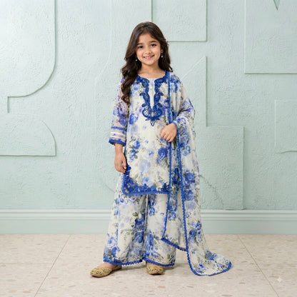 Blue Flora mother-daughter Matching Set