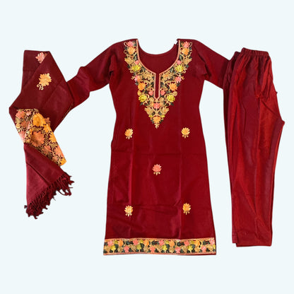 Customized embroidered winter kurta set