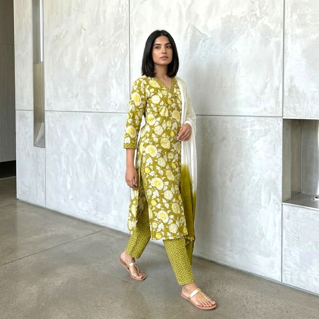 Citrus Floral straight kurta set