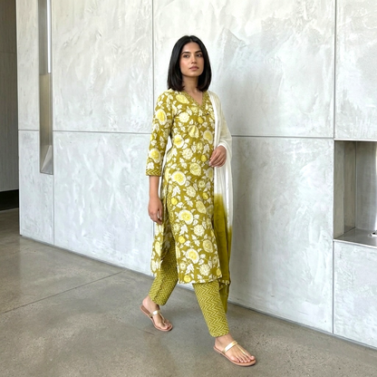 Citrus Floral straight kurta set