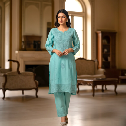 Chikankari stitched co-ord set