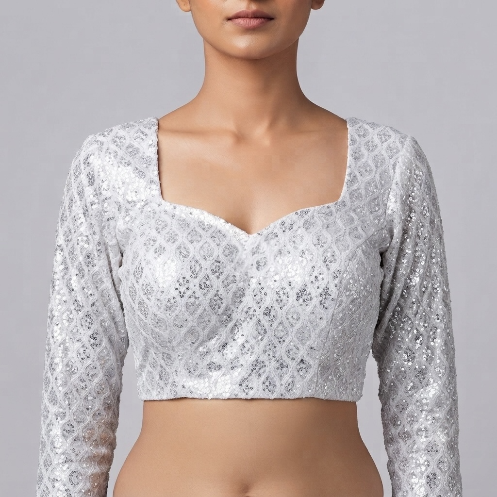 Festive style embroidered and sequined blouse