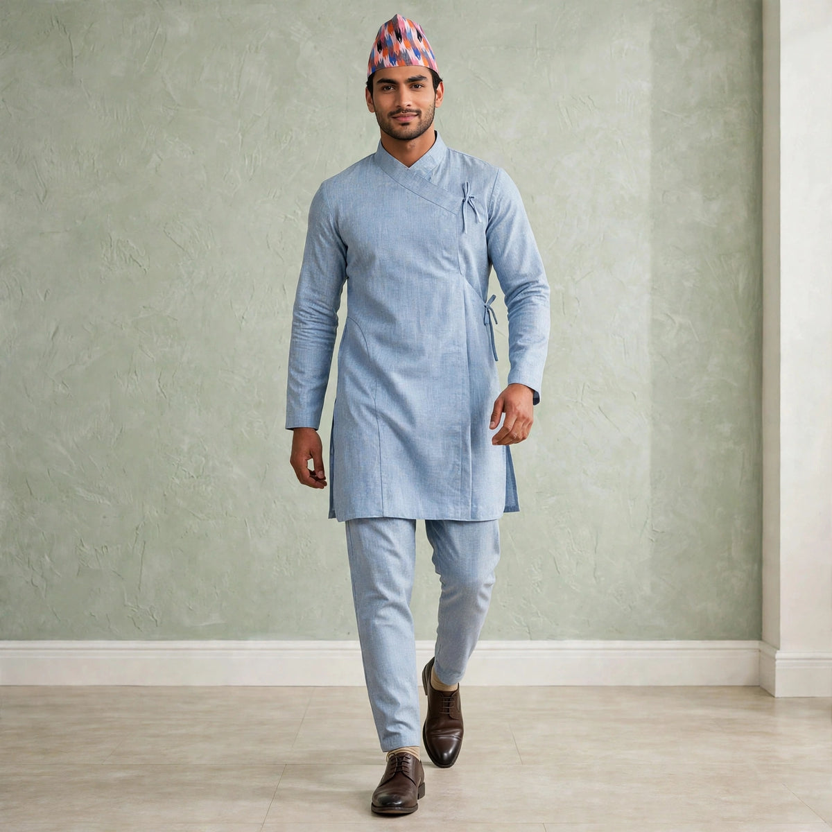 Elastic-waist Daura suruwal gorkhali ethnic suit/Coats and hat not included