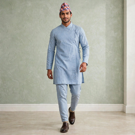 Elastic-waist Daura suruwal gorkhali ethnic suit/Coats and hat not included