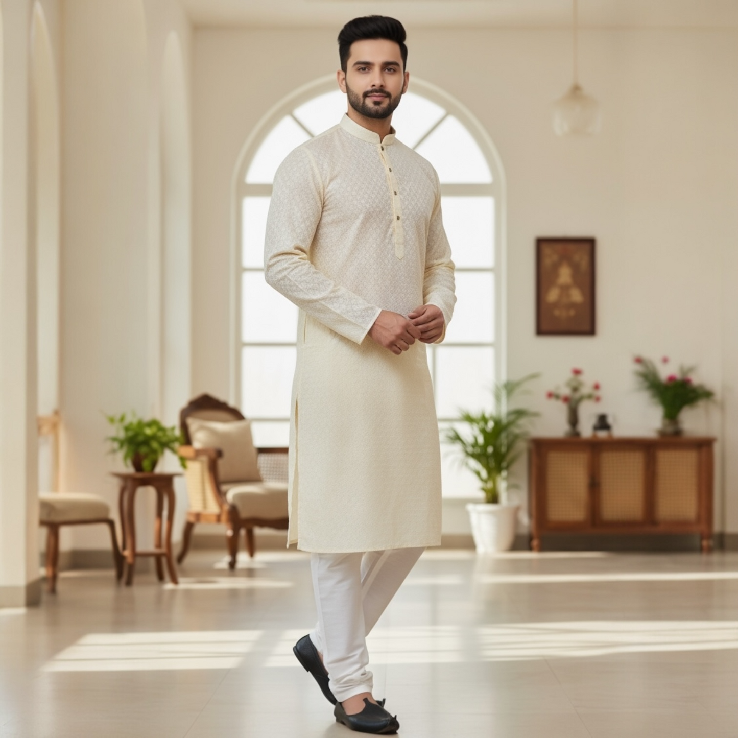 LAKHNAVI EMBROIDERED SEQUIN KURTA