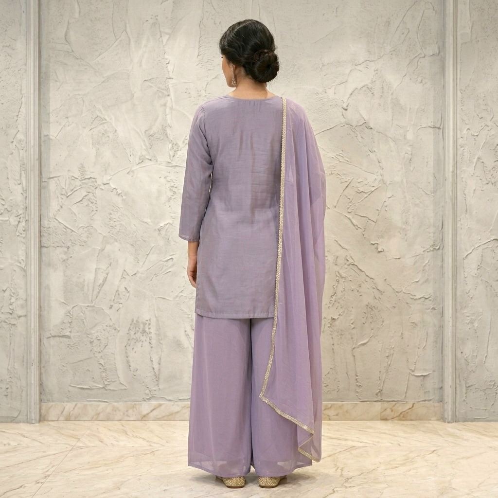 Plus size embroidered palazzo kurta Set