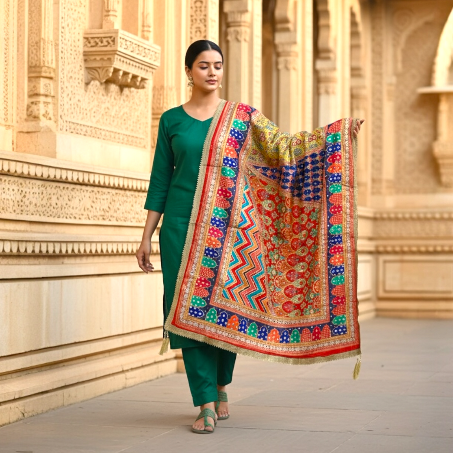 Digital print mirror dupatta only