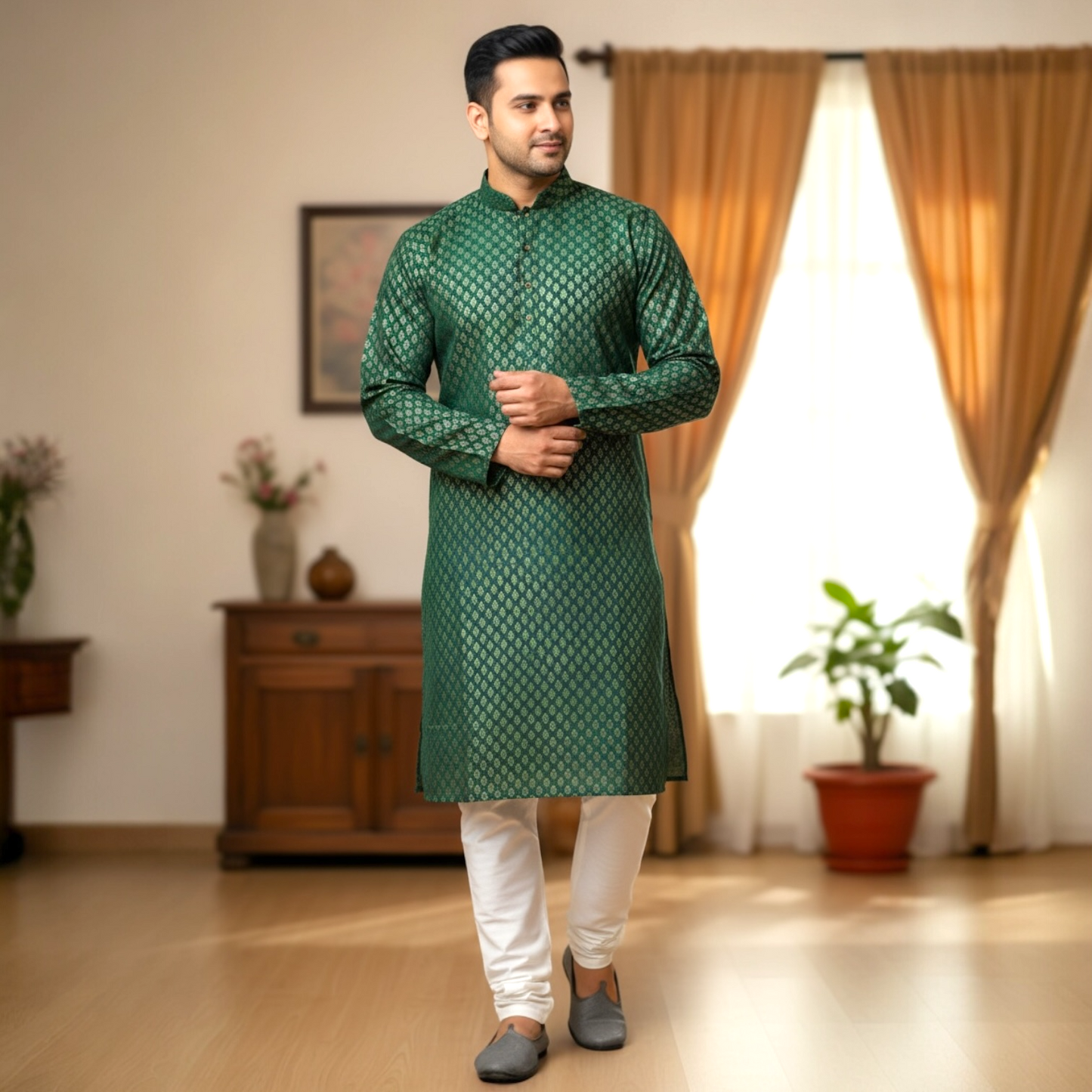 Ankle length with elestic waist churidar kurta set