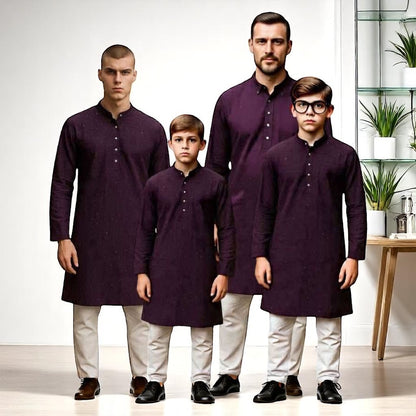 Chikankari father-son family combo set