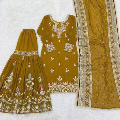 Embroidery and sequence work sharara suit set