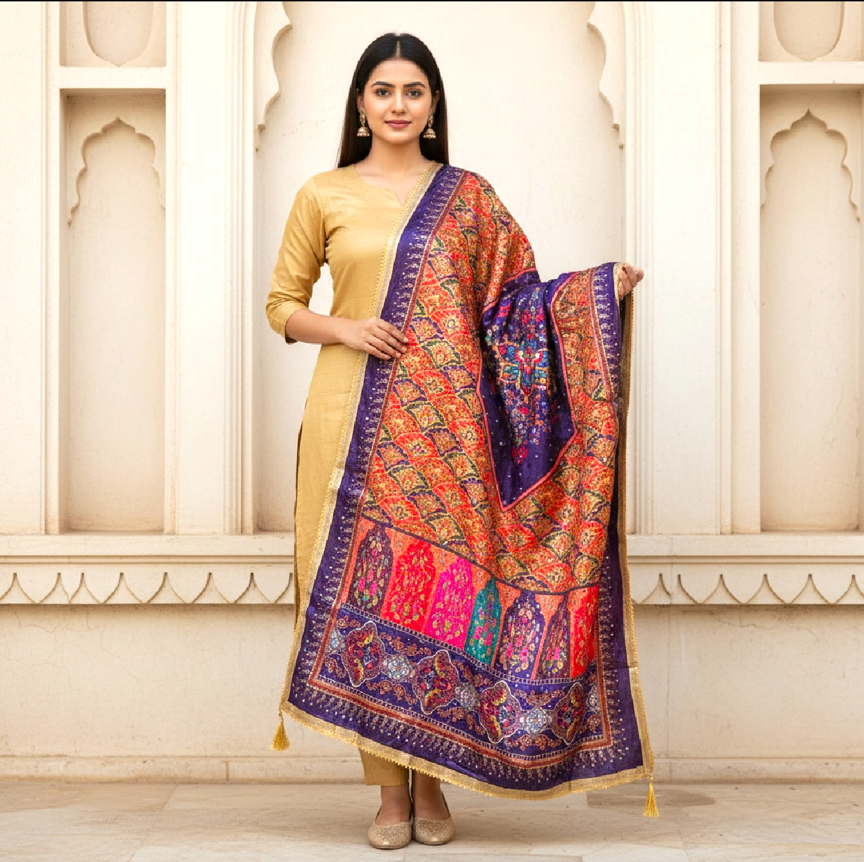 Digital print mirror dupatta only